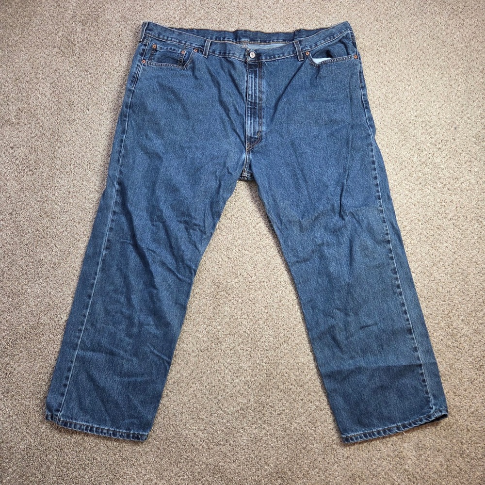 Levis 505 Regular Fit‎ Straight Leg Blue Denim Jeans Mens 52x30 Medium Wash
